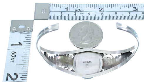 Howlite Sterling Silver Native American Leaf Cuff Bracelet RX102744